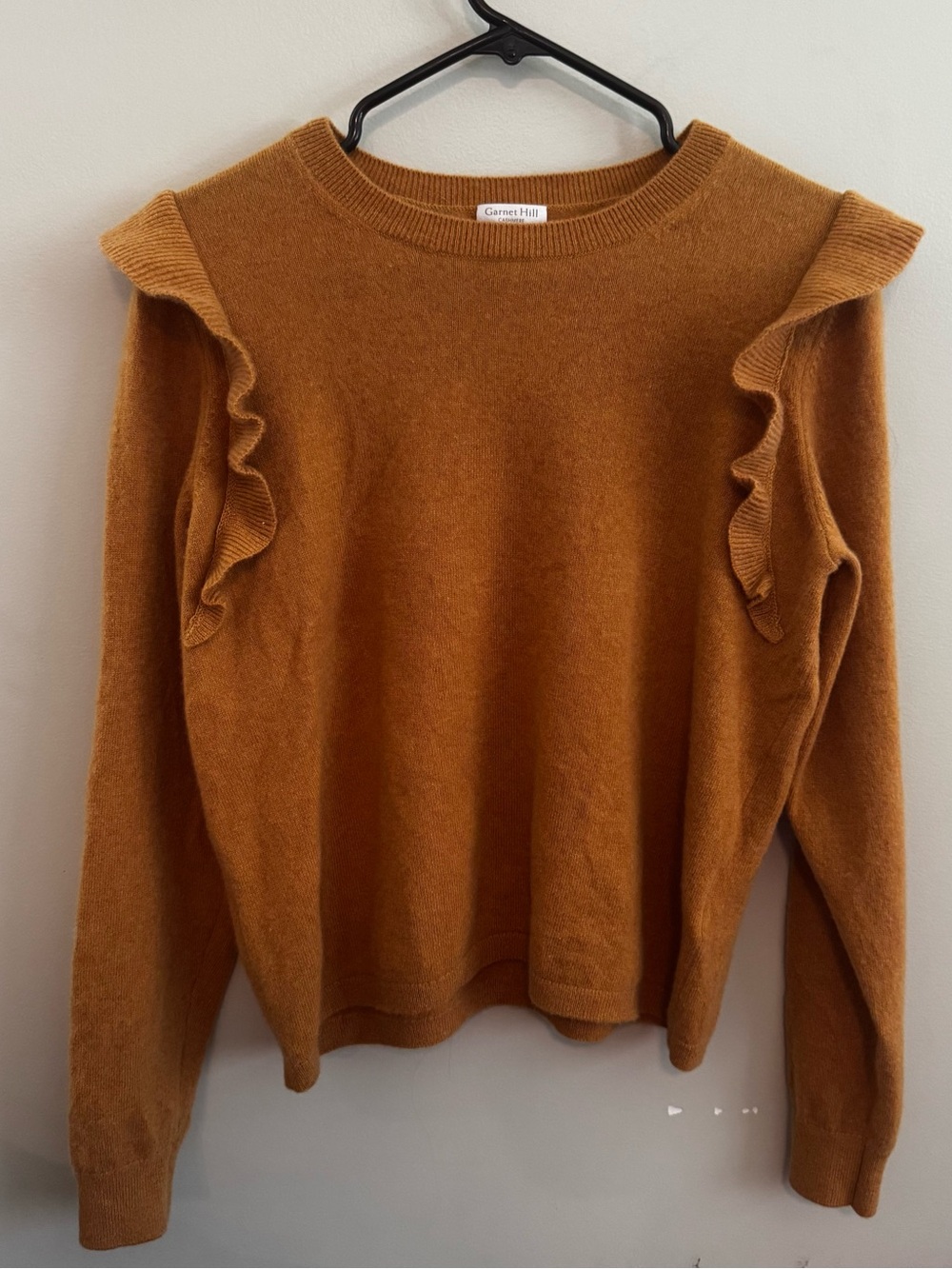 Garnet Hill 100% Cashmere Ruffle Sweater Women’s Large